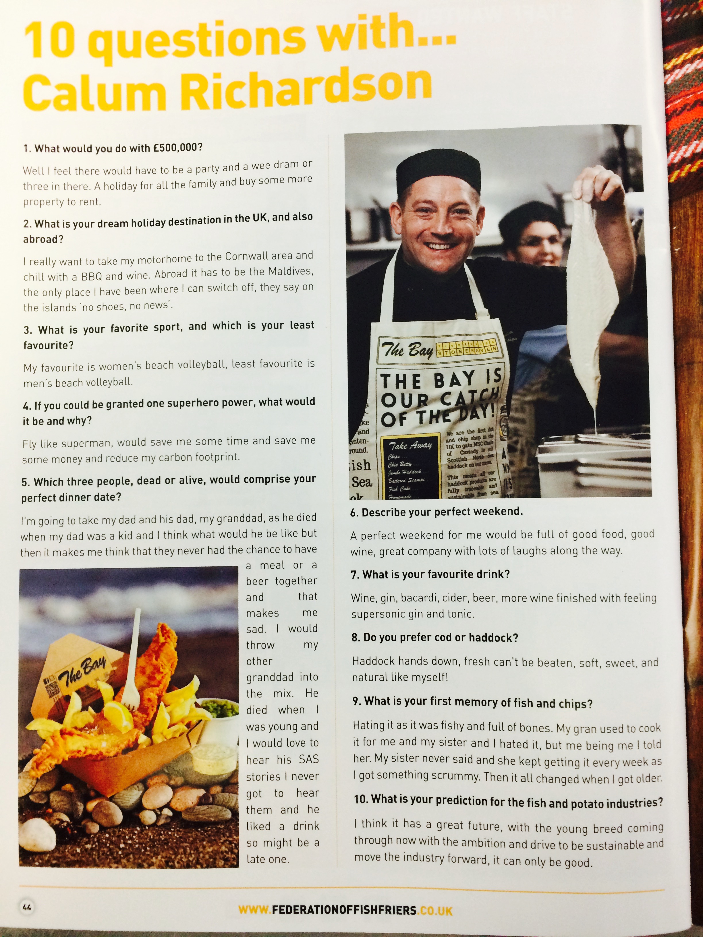 10 questions as reported in National Federation of Fish Friers