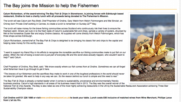 The Bay joins the Mission to help the Fishermen