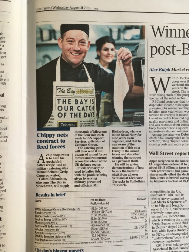 The Times - Chippy nets contract to feed forces